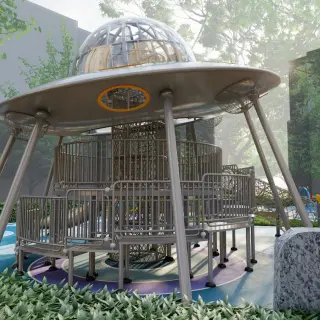UFO Space Station Playground - Futuristic Outdoor Climbing Structure for Singapore Urban Parks - HonPlay