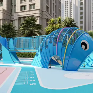 Blue Whale Theme Outdoor Playground - Custom Non-Powered Play Equipment for Dubai Residential Communities - HonPlay