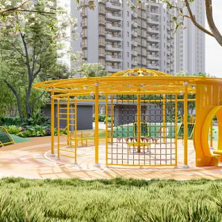 Circular Multi-Functional Climbing Frame - Commercial Outdoor Playground Equipment for Singapore Residential Projects - HonPlay