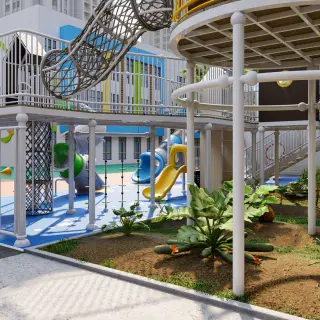 Multi-Level Adventure Playground - Integrated Outdoor Play Equipment for Dubai Residential Communities - HonPlay