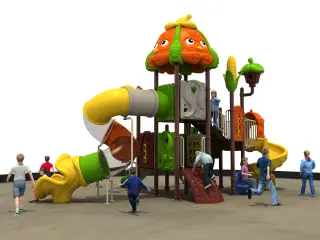 Whimsical Pumpkin Theme Outdoor Playground - Durable Multi-Slide Play Structure — HonPlay