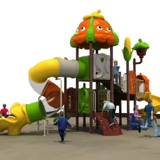 Whimsical Pumpkin Theme Outdoor Playground - Durable Multi-Slide Play Structure for Warsaw Public Parks - HonPlay