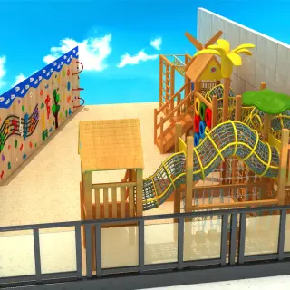 Tropical Wooden Adventure Playground - Eco-Friendly Outdoor Play Equipment for Dubai Beachfront Resorts - HonPlay