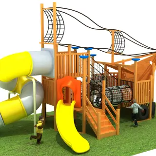 Nautical Ship-Themed Wooden Playground - Outdoor Adventure Play Equipment for Dubai Residential Parks - HonPlay