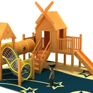 Windmill Theme Wooden Playground - Eco-Friendly Outdoor Play Structure for Prague Kindergarten - HonPlay