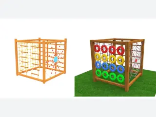 Wooden Cube Climbing Frame - Multi-Functional Outdoor Playground Equipment — HonPlay