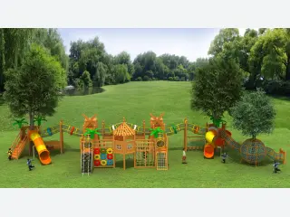 Nature-Themed Wooden Adventure Playground - Commercial Outdoor Play Structures — HonPlay