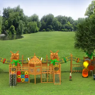 Nature-Themed Wooden Adventure Playground - Commercial Outdoor Play Structures for Berlin Forest Parks - HonPlay