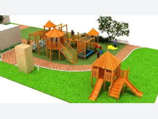Multi-Tower Wooden Adventure Playground - Eco-Friendly Outdoor Play Equipment — HonPlay