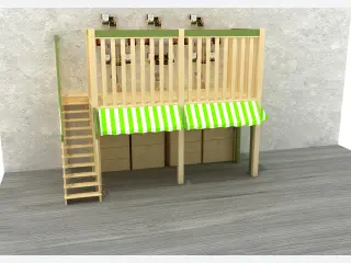 Wooden Loft Play House with Storage - Indoor Kindergarten Furniture — HonPlay