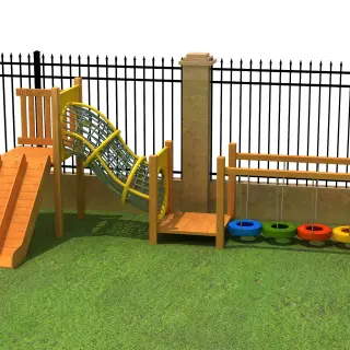 Wooden Adventure Playground Set - Outdoor Physical Training Equipment for Warsaw Kindergarten - HonPlay