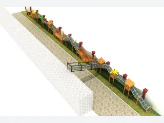Linear Wall-Mounted Adventure Trail - Outdoor Wooden Playground Equipment — HonPlay