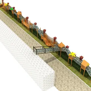 Linear Wall-Mounted Adventure Trail - Outdoor Wooden Playground Equipment for Berlin Public Parks - HonPlay