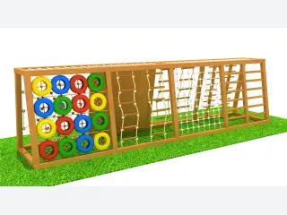 Wooden Adventure Climbing Wall with Tire Challenge - Outdoor Physical Training Equipment — HonPlay