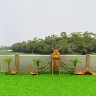 Wooden Adventure Obstacle Course - Outdoor Physical Training Equipment for Singapore Preschools - HonPlay