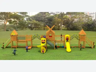 Windmill Theme Wooden Outdoor Playground - Multi-Functional Adventure Play Set for European Public Parks — HonPlay