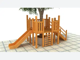 Wooden Treehouse Playground with Dual Slides - Eco-friendly Outdoor Play Equipment — HonPlay