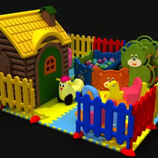 Log Cabin Playhouse Set - Modular Indoor Plastic Playground for Warsaw Kindergarten - HonPlay