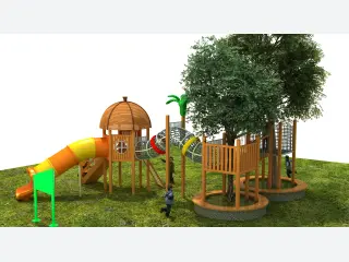 Nature-Themed Wooden Treehouse Playground - Eco-Friendly Outdoor Play Equipment — HonPlay