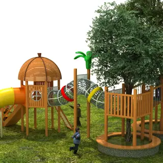 Nature-Themed Wooden Treehouse Playground - Eco-Friendly Outdoor Play Equipment for Berlin Public Parks - HonPlay