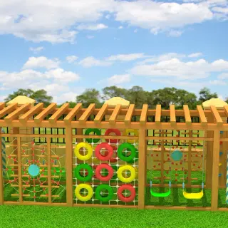 Multi-Functional Outdoor Wooden Climbing Wall - Adventure Play Equipment for London Community Parks - HonPlay