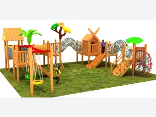 Nature-Themed Wooden Adventure Playground - Eco-Friendly Outdoor Play Equipment — HonPlay