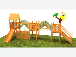 Wooden Adventure Playground with Rope Tunnel - Eco-Friendly Outdoor Play Equipment — HonPlay