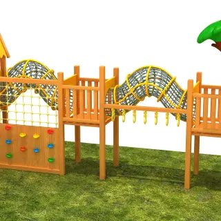 Wooden Adventure Playground with Rope Tunnel - Eco-Friendly Outdoor Play Equipment for Berlin Kindergarten - HonPlay