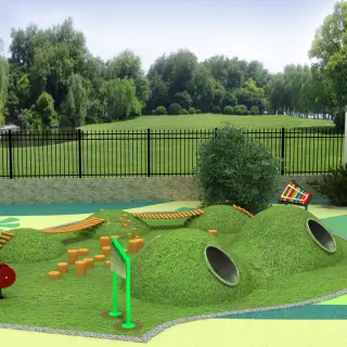 Nature-Themed Mound Playground - Outdoor Landscaped Play Equipment for Singapore Urban Parks - HonPlay