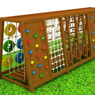 Multi-Functional Wooden Climbing Frame - Outdoor Obstacle Course for Kindergarten Playgrounds - HonPlay