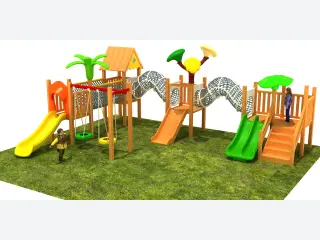 Jungle Adventure Wooden Playground Structure - Premium Outdoor Play Equipment — HonPlay