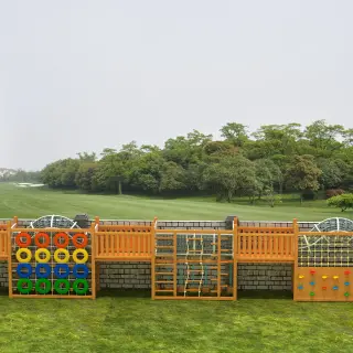 Multi-Functional Wooden Adventure Playground - Outdoor Obstacle Course Equipment for London Community Parks - HonPlay