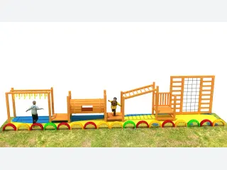 Wooden Outdoor Obstacle Course - Physical Training Playground Equipment — HonPlay