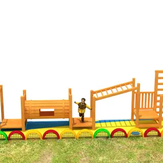 Wooden Outdoor Obstacle Course - Physical Training Playground Equipment for Berlin Kindergarten Projects - HonPlay