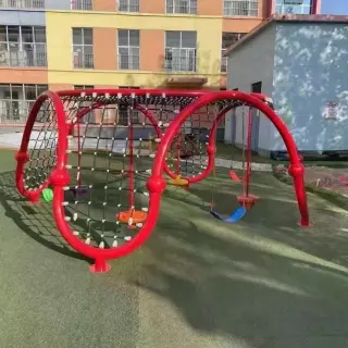 Red Spider Climbing Net Frame with Swings - Commercial Outdoor Playground Equipment for Berlin Kindergarten Projects - HonPlay