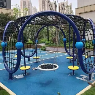 Arched Rope Climbing Frame with Nest Swing - Commercial Outdoor Playground Equipment for Singapore Residential Projects - HonPlay