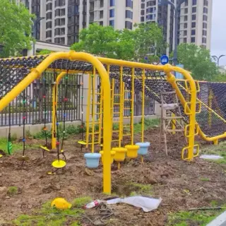 Outdoor Yellow Climbing Net Frame - Multi-functional Playground Equipment for Singapore Residential Parks - HonPlay