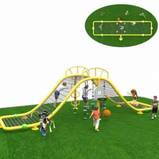 Wave Climbing Net with Basketball Hoop - Commercial Outdoor Playground Equipment for Dubai Community Parks - HonPlay