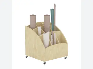 Mobile Wooden Roll Storage Cart - Educational Art Supply Organizer — HonPlay