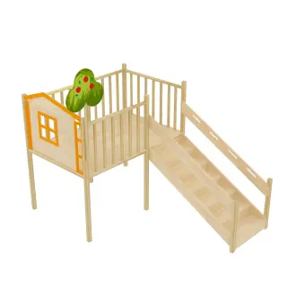 Wooden Indoor Play Loft with Stairs - Montessori Inspired Kindergarten Equipment for Berlin Daycare - HonPlay