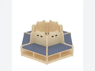 Hexagonal Bear-Themed Children's Seating - Modular Wooden Play Furniture — HonPlay
