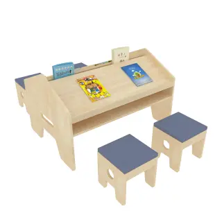 Wooden Children's Reading Table and Stool Set - Ergonomic Library Furniture for Prague Kindergarten - HonPlay