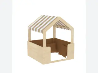 Wooden Play House with Striped Canopy — HonPlay
