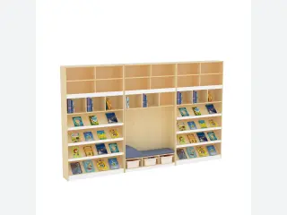 Modular Wooden Library Bookshelf with Reading Nook - Preschool Furniture — HonPlay