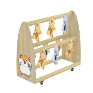 Mobile Wooden Towel and Bib Storage Rack - Kindergarten Furniture for Berlin Preschool Market - HonPlay