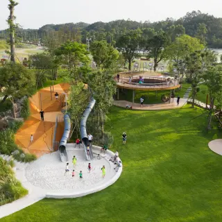 Integrated Outdoor Adventure Playground with Tube Slides and Sandpit - Commercial Non-Powered Play Equipment for Singapore Urban Parks - HonPlay