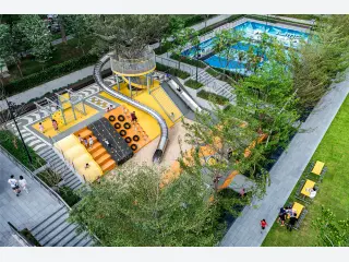 Multi-Level Adventure Playground with Stainless Steel Slide - Outdoor Community Play Equipment — HonPlay