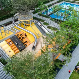 Multi-Level Adventure Playground with Stainless Steel Slide - Outdoor Community Play Equipment for Singapore Urban Parks - HonPlay