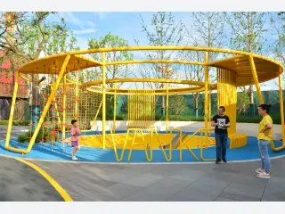 Circular Yellow Outdoor Climbing Frame - Multi-functional Playground Equipment for Residential Parks — HonPlay