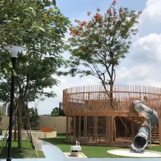 Circular Treehouse Playground Structure - Eco-Friendly Outdoor Play Equipment for Singapore Residential Parks - HonPlay